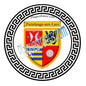 Plaque métal décorative fond blanc ronde Ø 30 cm blason Puttelange-aux-Lacs, Canton de Sarralbe Moselle 57