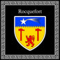 Plaque métal décorative carrée noire 30 X 30 cm blason Rocquefort, Seine Maritime (76)