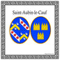 Plaque métal décorative carrée blanche 30 cm x 30 cm blason Saint-Aubin-le-Cauf, Seine Maritime (76)