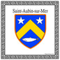 Plaque métal décorative carrée blanche 30 X 30 cm blason Saint-Aubin-sur-Mer, Seine Maritime (76)
