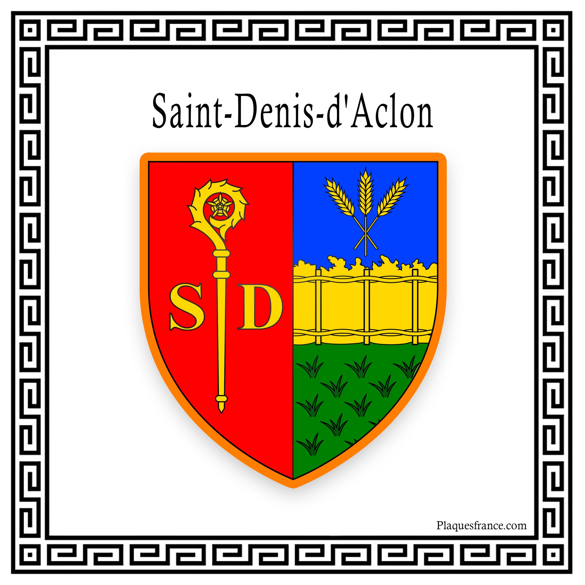 Plaque métal décorative 30 x 30 cm carrée blanc Saint-Denis-d'Aclon, Seine Maritime (76)