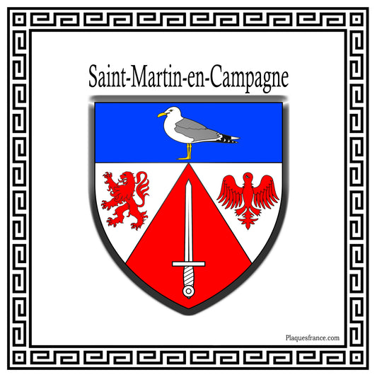 Plaque métal décorative carrée 30X30 blanche blason Saint-Martin-en-Campagne, Seine Maritime (76)