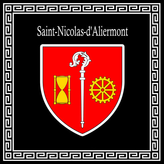 Plaque métal décorative carré noire 30 cm x30 cm blason Saint-Nicolas-d’Aliermont, Seine Maritime (76)