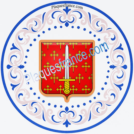 Plaque métal décorative, assiette aile lys,  blason Saint-Privat-la-Montagne