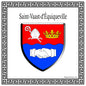 Plaque métal décorative carrée blanche 30 cm x 30 cm blason Saint-Vaast-d'Equiqueville, Seine Maritime (76)