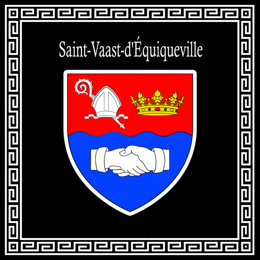 Plaque métal décorative carrée noire 30 cm x 30 cm blason Saint-Vaast-d'Equiqueville, Seine Maritime (76)