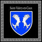 Plaque métal décorative carrée noire 30 x  30 cm  blason Saint-Valery-en-Caux, Seine Maritime (76)