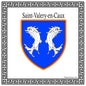 Plaque métal décorative carrée blanche 30 x  30 cm  blason Saint-Valery-en-Caux, Seine Maritime (76)