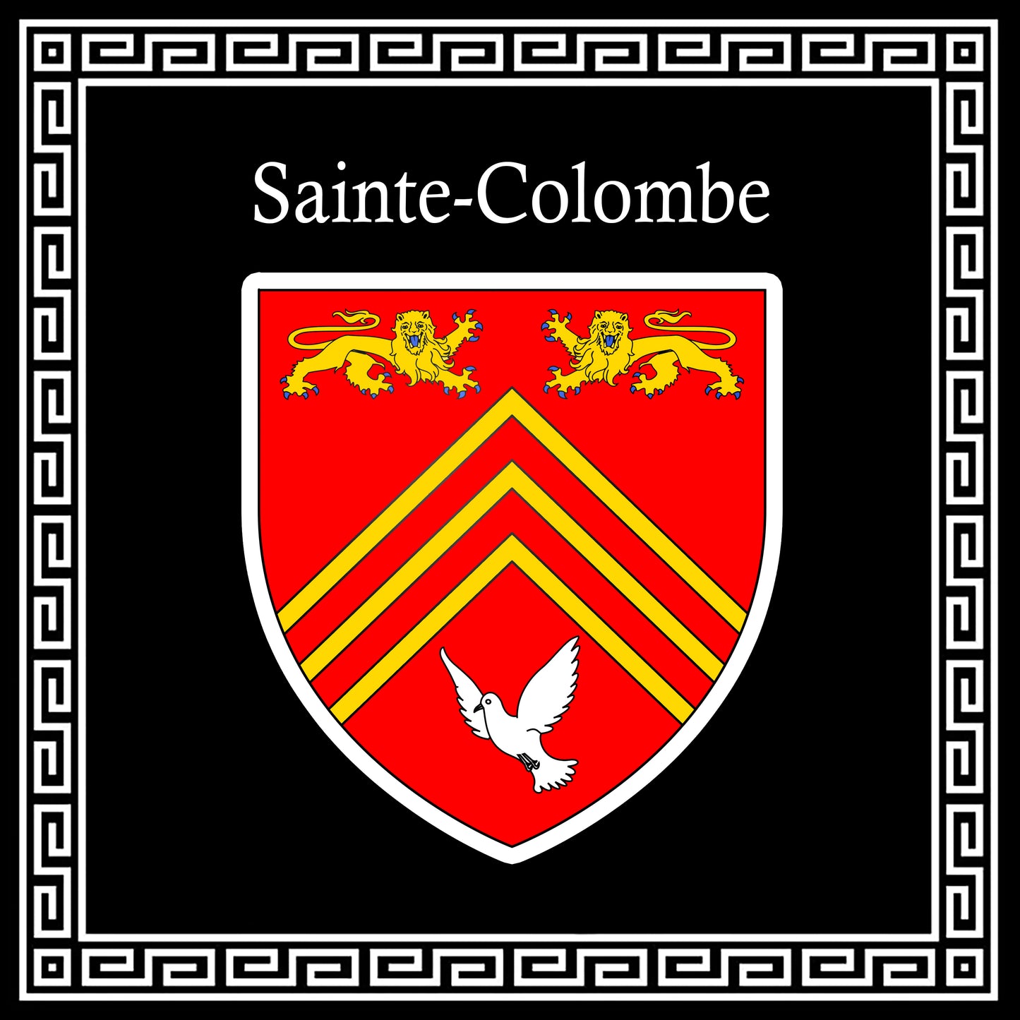 Plaque métal décorative carrée noire 30 x30 cm blason Sainte-Colombe, Seine Maritime (76)