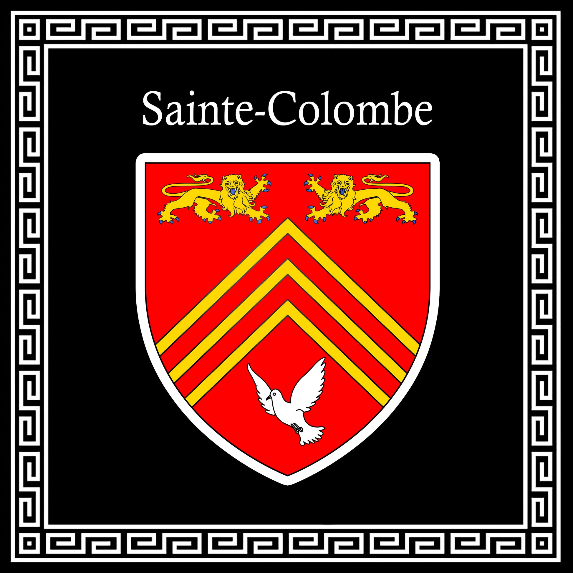 Plaque métal décorative carrée noire 30 x30 cm blason Sainte-Colombe, Seine Maritime (76)