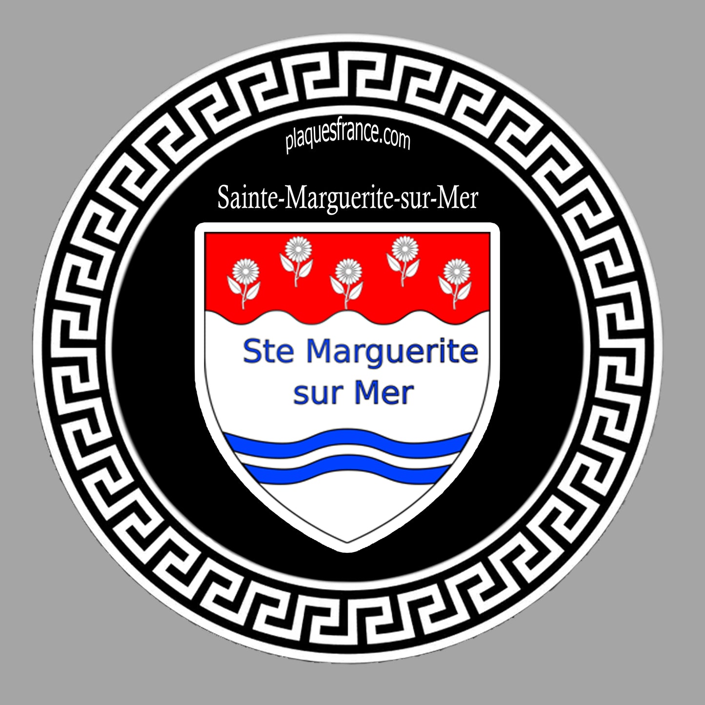 Plaque métal décorative  Ø 30 CM ronde noire  Sainte-Marguerite-sur-Mer, Seine Maritime (76)