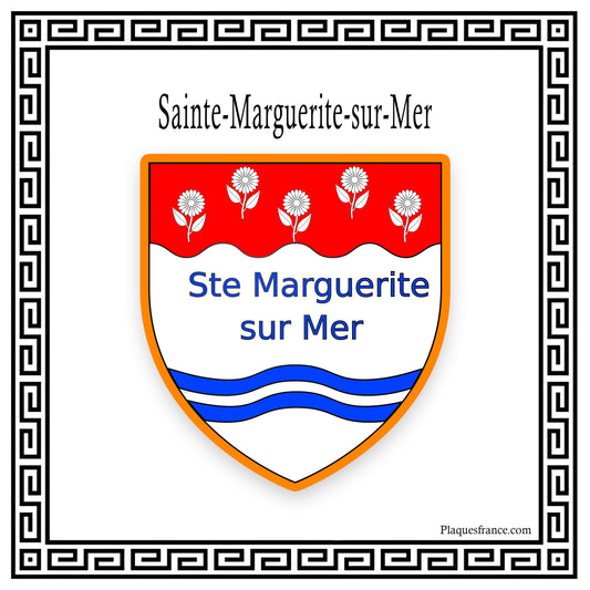 Plaque métal décorative  30x30 CM carrée blanc  Sainte-Marguerite-sur-Mer, Seine Maritime (76)