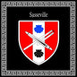 Plaque métal décorative carrée noire 30 X 30 cm blason Sasseville, Seine Maritime (76)