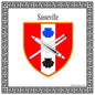 Plaque métal décorative carrée blanche 30 X 30 cm blason Sasseville, Seine Maritime (76)