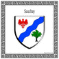 Plaque métal décorative carrée blanche 30 cm X 30 cm blason Sauchay, Seine Maritime (76) 