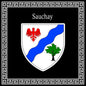 Plaque métal décorative carrée noire 30 cm X 30 cm blason Sauchay, Seine Maritime (76)