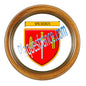 Plaque métal décorative façon cadre bois ronde Ø 30 cm blason Spicheren, canton Stiring-Wendel Moselle 57