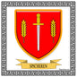 Plaque métal décorative fond blanc carrée 30 x 30 cm blason Spicheren, canton Stiring-Wendel Moselle 57