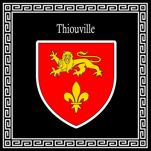 Plaque métal décorative carrée blanche 30 X 30 cm blason Thiouville, Seine Maritime (76)