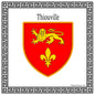Plaque métal décorative carrée blanche 30 X 30 cm blason Thiouville, Seine Maritime (76)