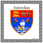 Plaque métal décorative carrée blanche 30 X 30 cm blason Veules-les-Roses, Seine Maritime (76)