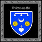 Plaque métal décorative carrée noire 30 X 30 cm  blason Veulettes-sur-Mer, Seine Maritime (76)