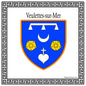 Plaque métal décorative carrée blanche 30 X 30 cm  blason Veulettes-sur-Mer, Seine Maritime (76)