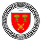 Plaque métal décorative ronde blanche Ø 30 cm blason Yvetot, Seine Maritime (76)
