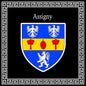 Plaque métal décorative carrée noire, blason Assigny (76)