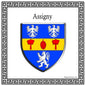 Plaque métal décorative carrée blanche, blason Assigny (76)