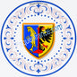 Plaque métal décorative assiette aile lys ronde Ø 30 cm blason Audun-le-Tiche, canton de Algrange, Moselle 57