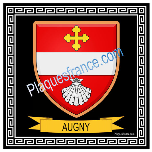 Plaque métal décorative  fond noir carré 30 x  30cm  blason Augny, canton Les Coteaux de Moselle 57