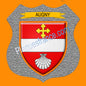 Plaque métal décorative écusson fond mozaiques  Ø 30cm  blason Augny, canton Les Coteaux de Moselle 57