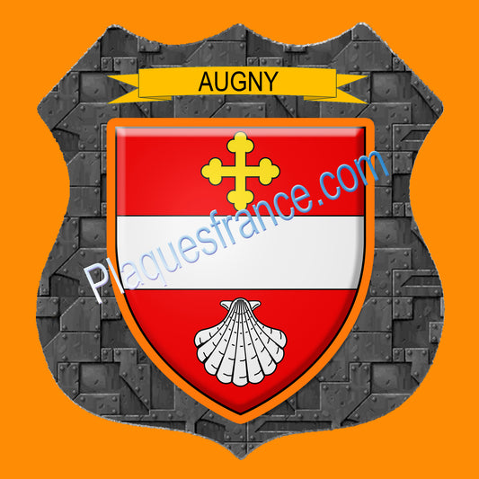 Plaque métal décorative écusson fond plaques métal  Ø 30cm  blason Augny, canton Les Coteaux de Moselle 57