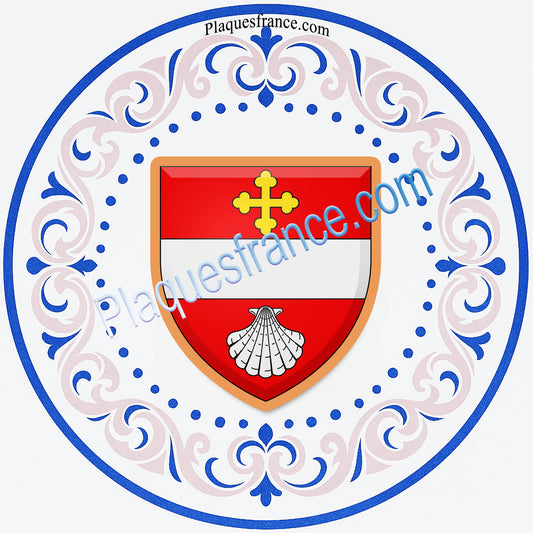 Plaque métal décorative  façon assiette aile lys  Ø 30cm  blason Augny, canton Les Coteaux de Moselle 57