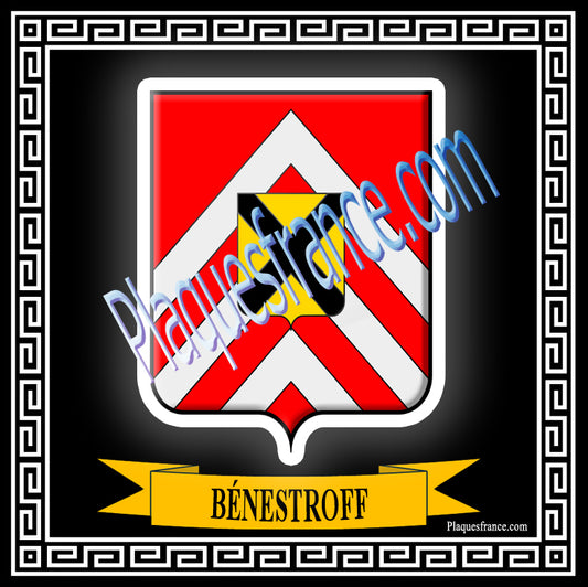 Plaque métal décorative fond noir carrée 30x30 cm blason de Bénestroff, canton du Saulnois Moselle 57