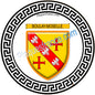 Plaque métal décorative fond blanc  ronde Ø 30 cm blason Boulay-Moselle, canton de Boulay-Moselle, Moselle 57