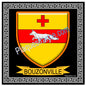 Plaque métal décorative fond noir carré 30 x  30 cm blason Bouzonville, canton Bouzonville 57