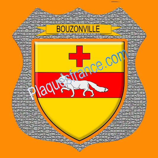 Plaque métal décorative écusson fond plaques métal format  Ø 30 cm  blason Bouzonville, canton Bouzonville 57