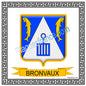 Plaque métal décorative fond blanc carré 30 x 30cm  blason Bronvaux, canton Rombas 57