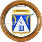 Plaque métal décorative cadre bois rond Ø 30cm  blason Bronvaux, canton Rombas 57