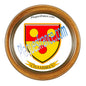Plaque métal décorative format rond Ø 30 cm cadre bois Chambrey, canton du Saulnois, Moselle 57