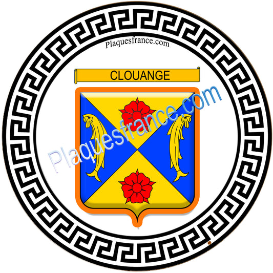 Plaque métal décorative fond blanc rond Ø 30 cm blason Clouange, canton Hayange 57 (Copie)