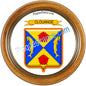 Plaque métal décorative cadre bois rond Ø 30 cm blason Clouange, canton Hayange 57