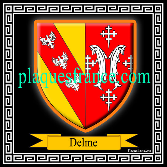 Plaque métal décorative fond noir carrée 30x30 cm blason de Delme, canton du Saulnois Moselle 57