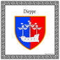 Plaque métal décorative carrée blanche 30 x 30 cm blason Dieppe, Seine Maritime (76)