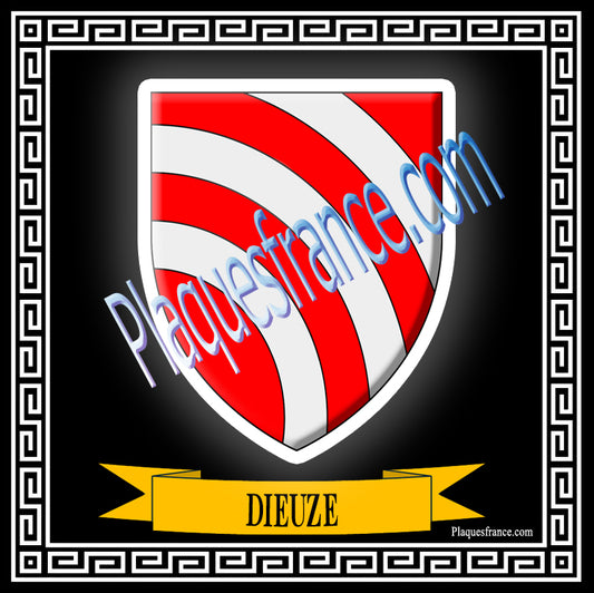 Plaque métal décorative fond noir carrée 30x30 cm blason de Dieuze, canton du Saulnois Moselle 57