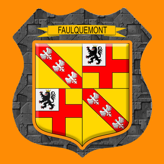 Plaque métal décorative écusson fond plaques métal Ø 30cm  blason Faulquemont, canton Faulquemont 57
