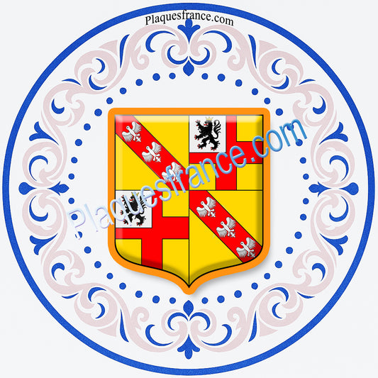 Plaque métal décorative façon assiette aile lys Ø 30 cm blason Faulquemont, canton Faulquemont 57