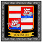 Plaque métal décorative fond carré noir 30 x 30 cm blason Folschviller, canton Saint-Avold 57